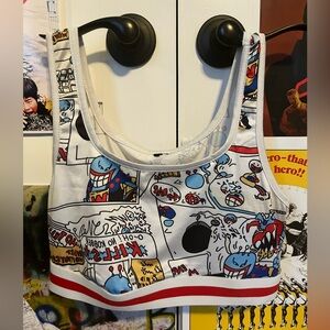 Cropped cartoony / comic book tank top size small